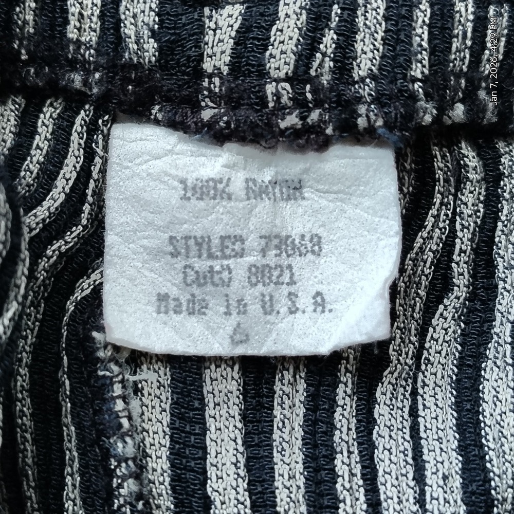 Vintage 90s Boho Striped Plisse Pants Made in USA 100% Rayon Stretchy OS Coastal - Picture 6 of 7